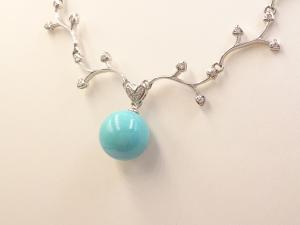 K18WG 色石 約11.0mm ダイヤ ネックレス 15.5g